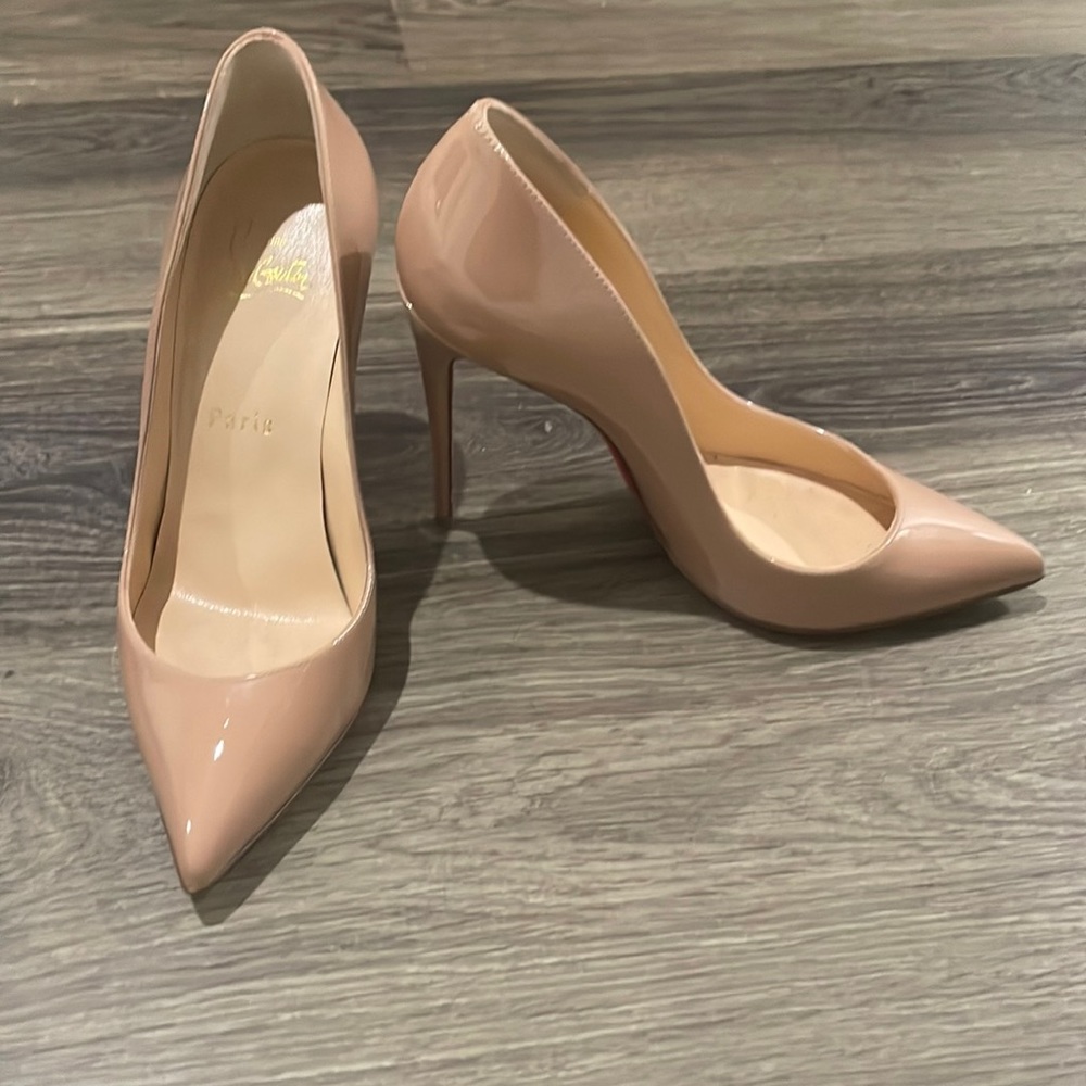 Christian Louboutin Pigalle Follies 100 Patent Leather Pumps in Nude Size 6.5